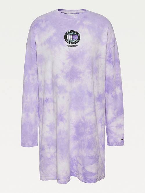 Tommy Hilfiger Classics Recycled Tie-Dye Logo Jurken Dames Paars | TH708NUI