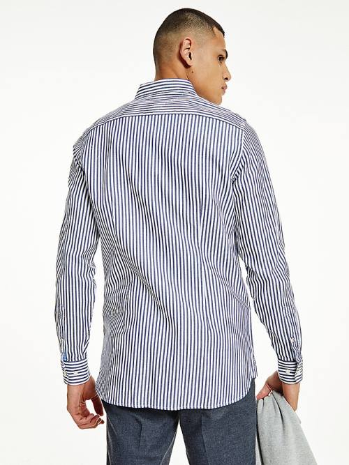 Tommy Hilfiger Classics Stripe Slim Fit Dobby Overhemd Heren Blauw | TH189AEN