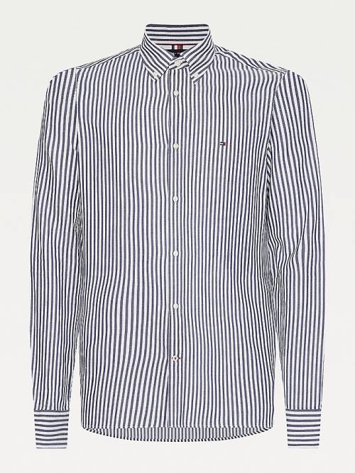 Tommy Hilfiger Classics Stripe Slim Fit Dobby Overhemd Heren Blauw | TH189AEN