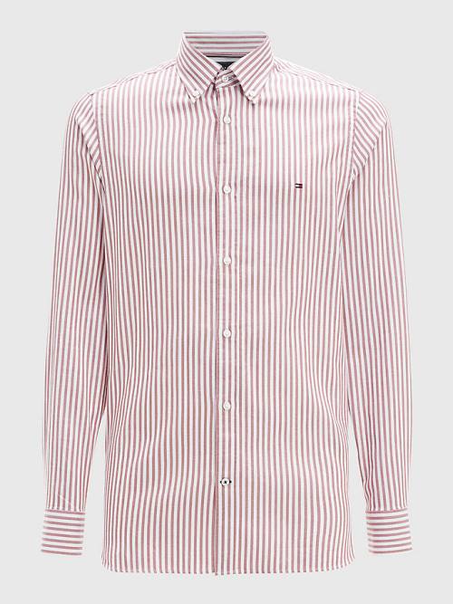 Tommy Hilfiger Classics Stripe Slim Fit Dobby Overhemd Heren Bruin | TH329MJH