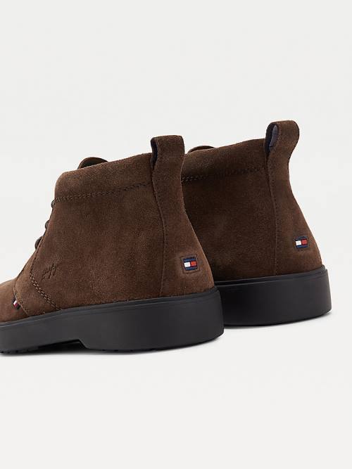 Tommy Hilfiger Classics Suede Kanten-Up Ankle Laarzen Heren Bruin | TH253ZRJ