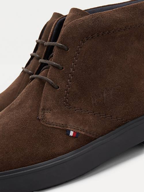 Tommy Hilfiger Classics Suede Kanten-Up Ankle Laarzen Heren Bruin | TH253ZRJ