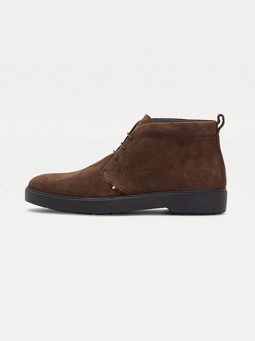 Tommy Hilfiger Classics Suede Kanten-Up Ankle Laarzen Heren Bruin | TH253ZRJ