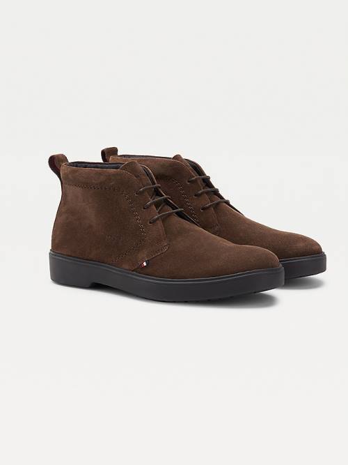 Tommy Hilfiger Classics Suede Kanten-Up Ankle Laarzen Heren Bruin | TH253ZRJ