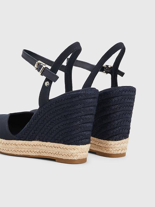 Tommy Hilfiger Closed Neus High Wedge Espadrilles Sandalen Dames Blauw | TH092LXW