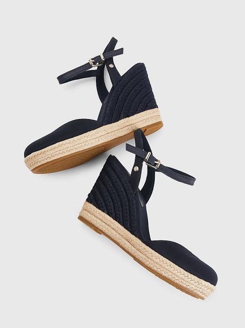 Tommy Hilfiger Closed Neus High Wedge Espadrilles Sandalen Dames Blauw | TH092LXW