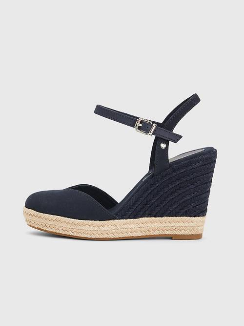 Tommy Hilfiger Closed Neus High Wedge Espadrilles Sandalen Dames Blauw | TH092LXW