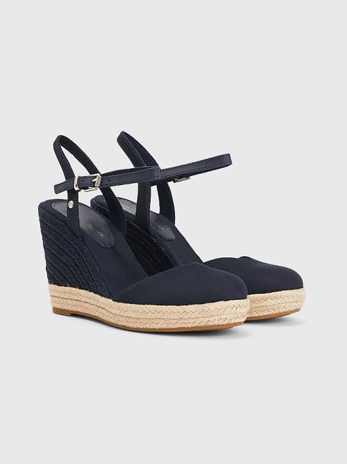 Tommy Hilfiger Closed Neus High Wedge Espadrilles Sandalen Dames Blauw | TH092LXW