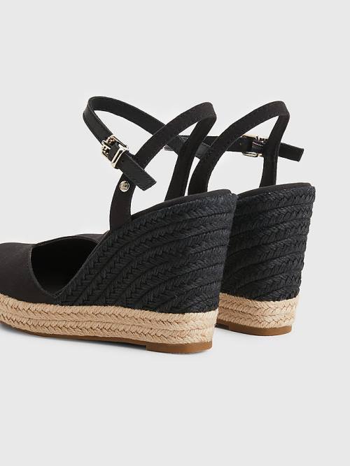 Tommy Hilfiger Closed Neus High Wedge Espadrilles Sandalen Dames Zwart | TH358STE