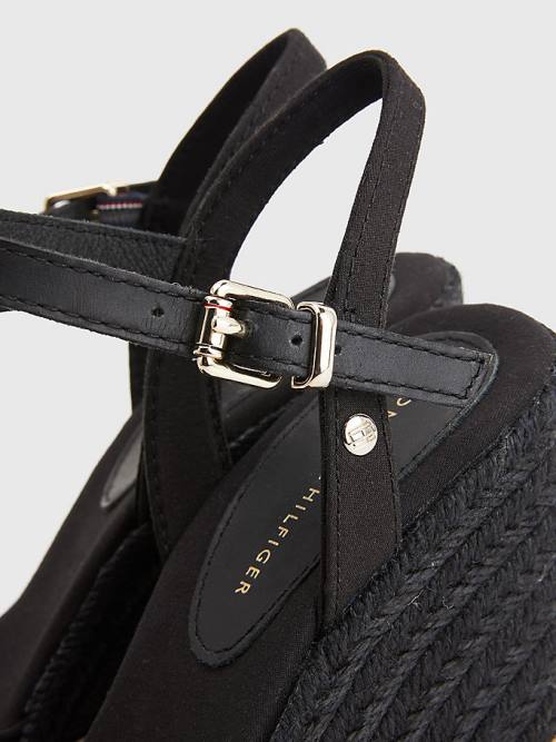 Tommy Hilfiger Closed Neus High Wedge Espadrilles Sandalen Dames Zwart | TH358STE