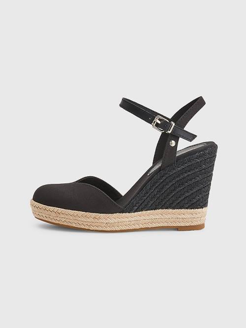 Tommy Hilfiger Closed Neus High Wedge Espadrilles Sandalen Dames Zwart | TH358STE