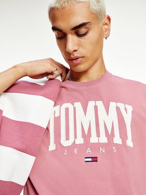 Tommy Hilfiger College Bold Logo Klassieke T-shirts Heren Roze | TH809IBO