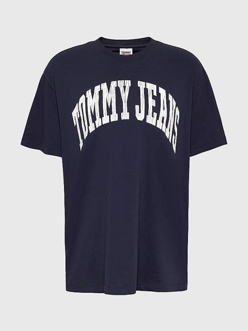 Tommy Hilfiger College Boyfriend Fit T-shirts Dames Blauw | TH315ZFN