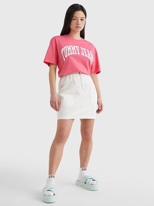 Tommy Hilfiger College Boyfriend Fit T-shirts Dames Roze | TH814ADT