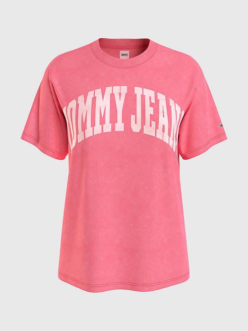 Tommy Hilfiger College Boyfriend Fit T-shirts Dames Roze | TH814ADT