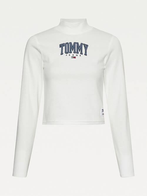 Tommy Hilfiger College Cropped Long Sleeve T-shirts Dames Wit | TH178IUY