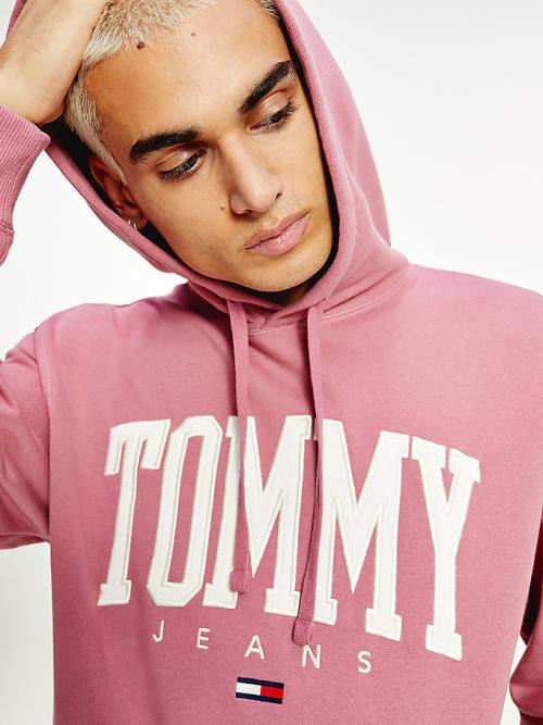 Tommy Hilfiger College Logo Hoodie Heren Roze | TH780ZIM