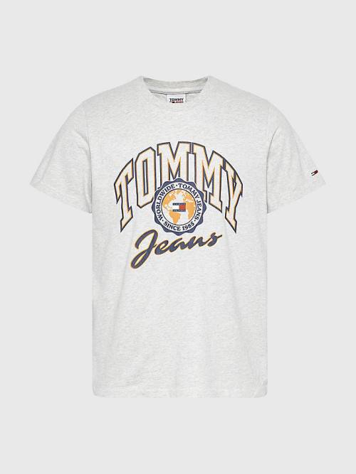 Tommy Hilfiger College Logo T-shirts Heren Grijs | TH910WDG