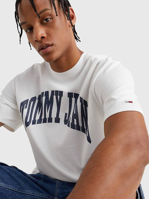 Tommy Hilfiger College Logo T-shirts Heren Wit | TH956ICS