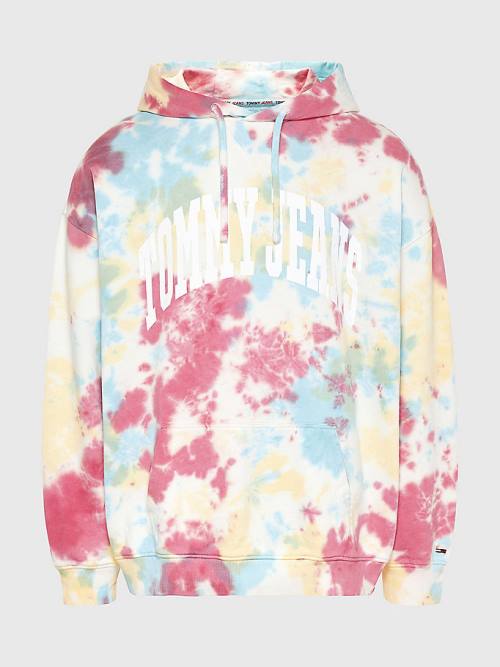 Tommy Hilfiger College Logo Tie-Dye Hoodie Heren Wit | TH972XJS