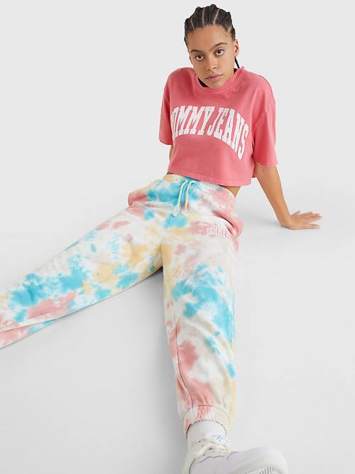 Tommy Hilfiger College Oversized Cropped T-shirts Dames Roze | TH065SNF