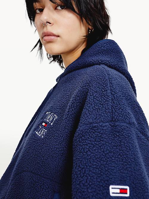 Tommy Hilfiger College Recycled Polar Fleece Popover Jassen Dames Blauw | TH749GLH