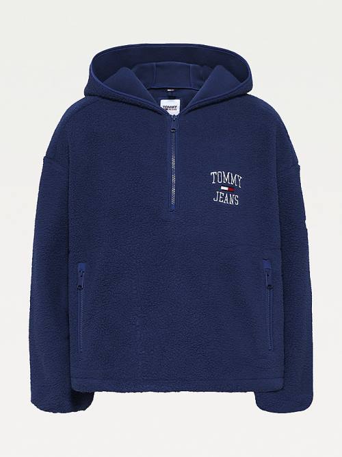 Tommy Hilfiger College Recycled Polar Fleece Popover Jassen Dames Blauw | TH749GLH