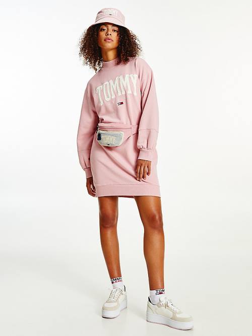 Tommy Hilfiger College Sweatshirt Jurken Dames Roze | TH790SYF