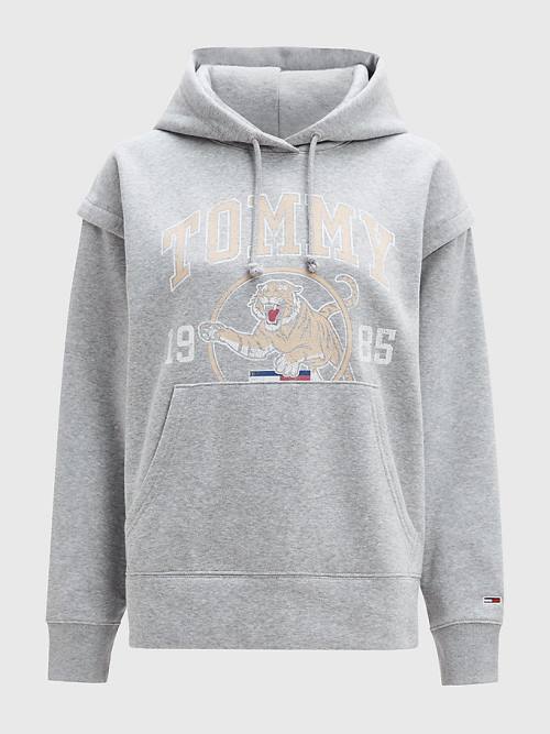 Tommy Hilfiger College Tiger Logo Relaxed Hoodie Dames Grijs | TH350XOF