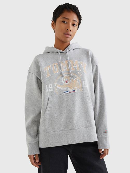 Tommy Hilfiger College Tiger Logo Relaxed Hoodie Dames Grijs | TH350XOF