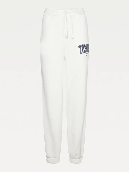 Tommy Hilfiger College Tommy Badge Plush Joggers Broek Dames Wit | TH269EQZ