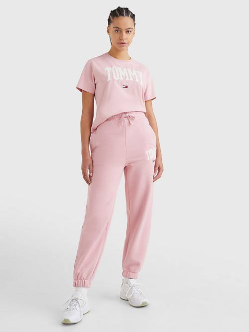 Tommy Hilfiger College Tommy Badge Plush Joggers Broek Dames Roze | TH405XJD