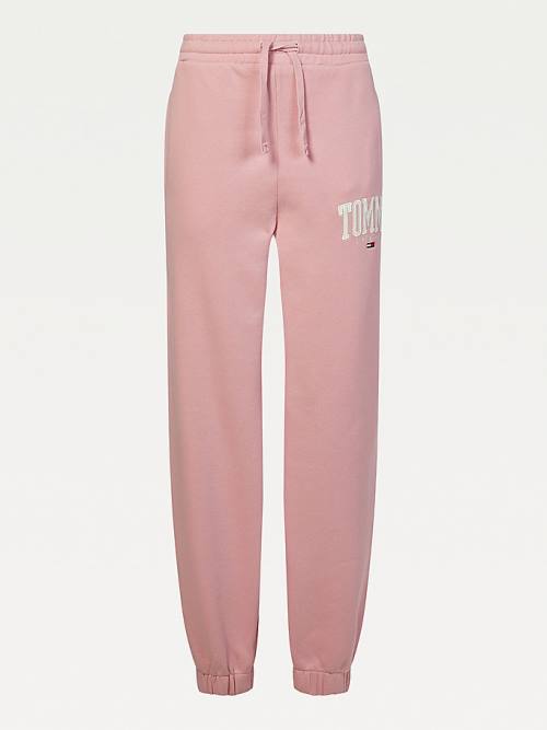 Tommy Hilfiger College Tommy Badge Plush Joggers Broek Dames Roze | TH405XJD