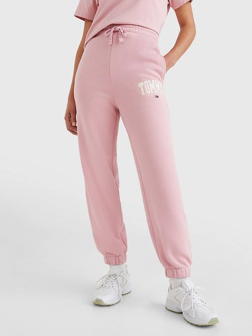 Tommy Hilfiger College Tommy Badge Plush Joggers Broek Dames Roze | TH405XJD