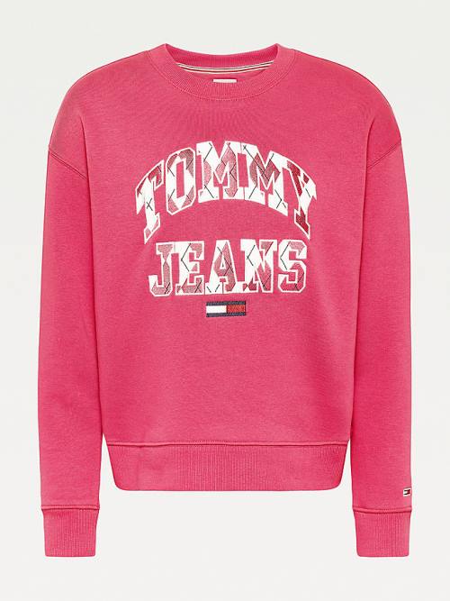 Tommy Hilfiger Collegiate Argyle Logo Sweatshirts Dames Rood | TH469NCY