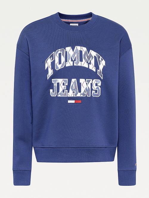 Tommy Hilfiger Collegiate Argyle Logo Sweatshirts Dames Blauw | TH683GQL