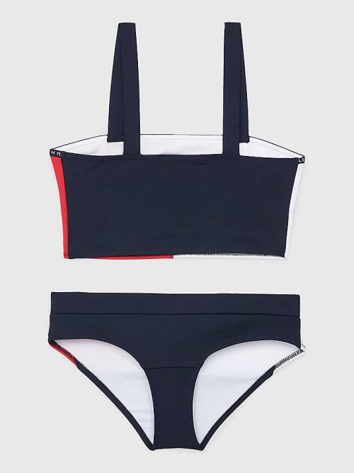 Tommy Hilfiger Colour-Blocked Bikini Bralette Set Zwemkleding Meisjes Blauw | TH731CGK