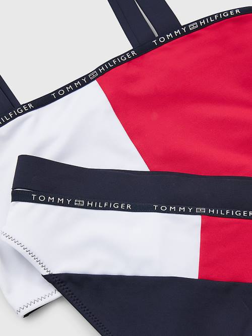 Tommy Hilfiger Colour-Blocked Bikini Bralette Set Zwemkleding Meisjes Blauw | TH731CGK