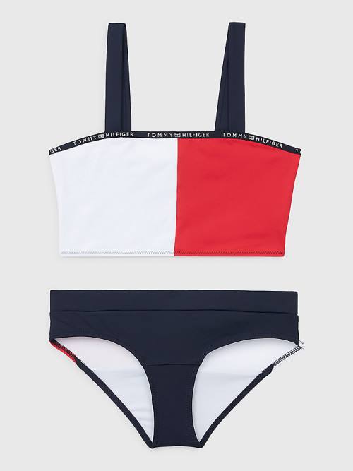 Tommy Hilfiger Colour-Blocked Bikini Bralette Set Zwemkleding Meisjes Blauw | TH731CGK