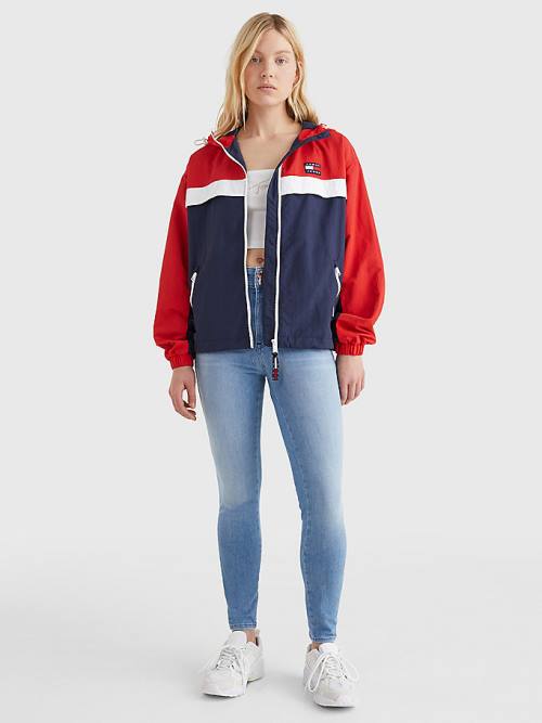 Tommy Hilfiger Colour-Blocked Chicago Windbreaker Jassen Dames Blauw | TH905XYV