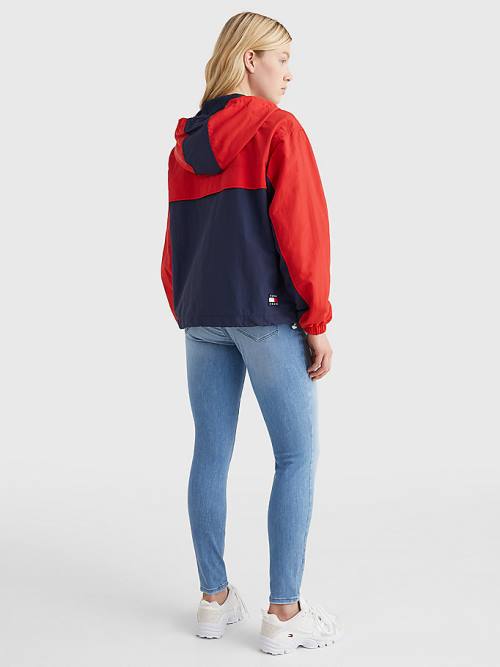 Tommy Hilfiger Colour-Blocked Chicago Windbreaker Jassen Dames Blauw | TH905XYV