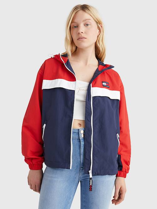 Tommy Hilfiger Colour-Blocked Chicago Windbreaker Jassen Dames Blauw | TH905XYV