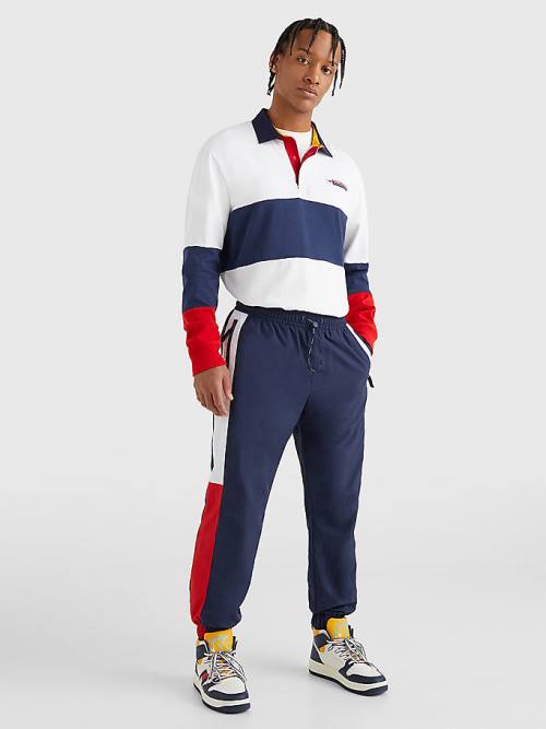 Tommy Hilfiger Colour-Blocked Cuffed Joggers Broek Heren Blauw | TH601OSX