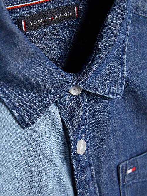 Tommy Hilfiger Colour-Blocked Denim Overhemd Jongens Denim | TH381CHM