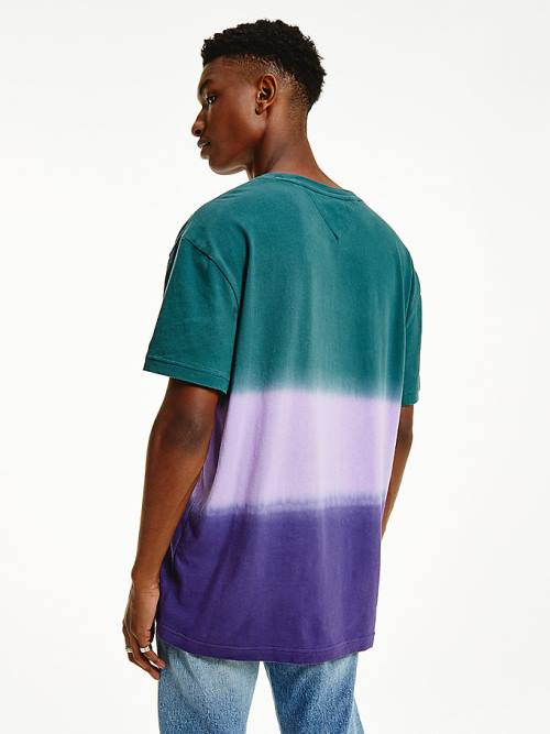 Tommy Hilfiger Colour-Blocked Dip Dye Relaxed Fit T-shirts Heren Paars | TH957IZY