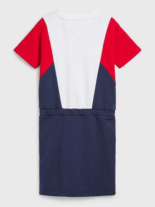 Tommy Hilfiger Colour-Blocked Knit Jurken Meisjes Blauw | TH345WZQ