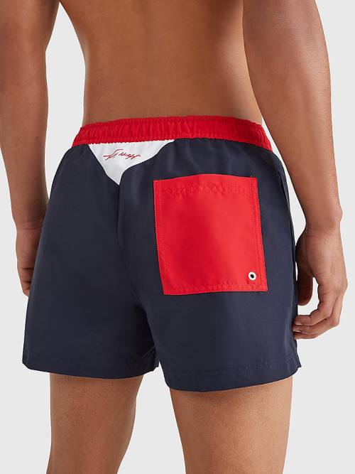 Tommy Hilfiger Colour-Blocked Kort Length Shorts Zwemkleding Heren Blauw | TH216LEF