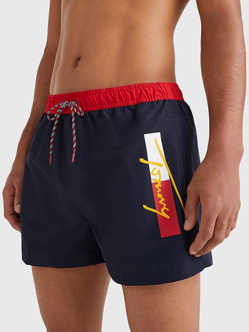 Tommy Hilfiger Colour-Blocked Kort Length Shorts Zwemkleding Heren Blauw | TH216LEF