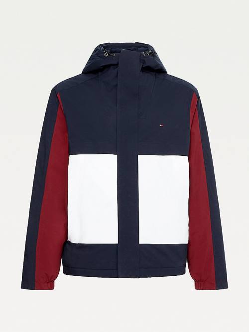 Tommy Hilfiger Colour-Blocked Met Capuchon Jassen Heren Blauw | TH052PKT