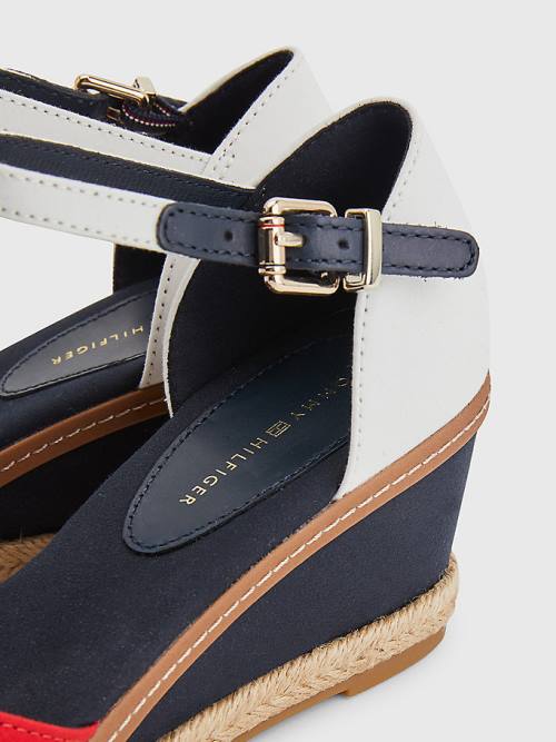 Tommy Hilfiger Colour-Blocked Mid Heel Wedge Espadrilles Sandalen Dames Rood | TH271XJE